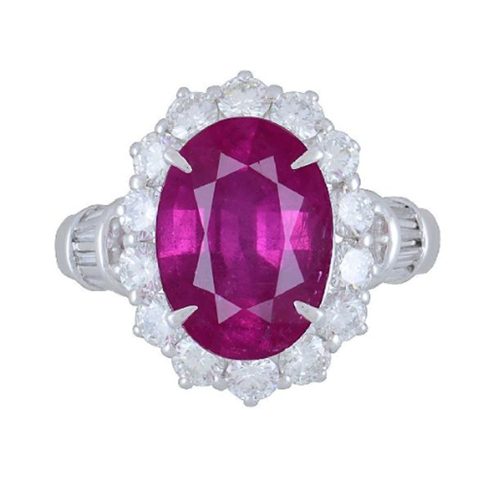 GIA Burma Heated Ruby 4.74 ct Oval in Diamond Platinum Ring - HM2284ZE