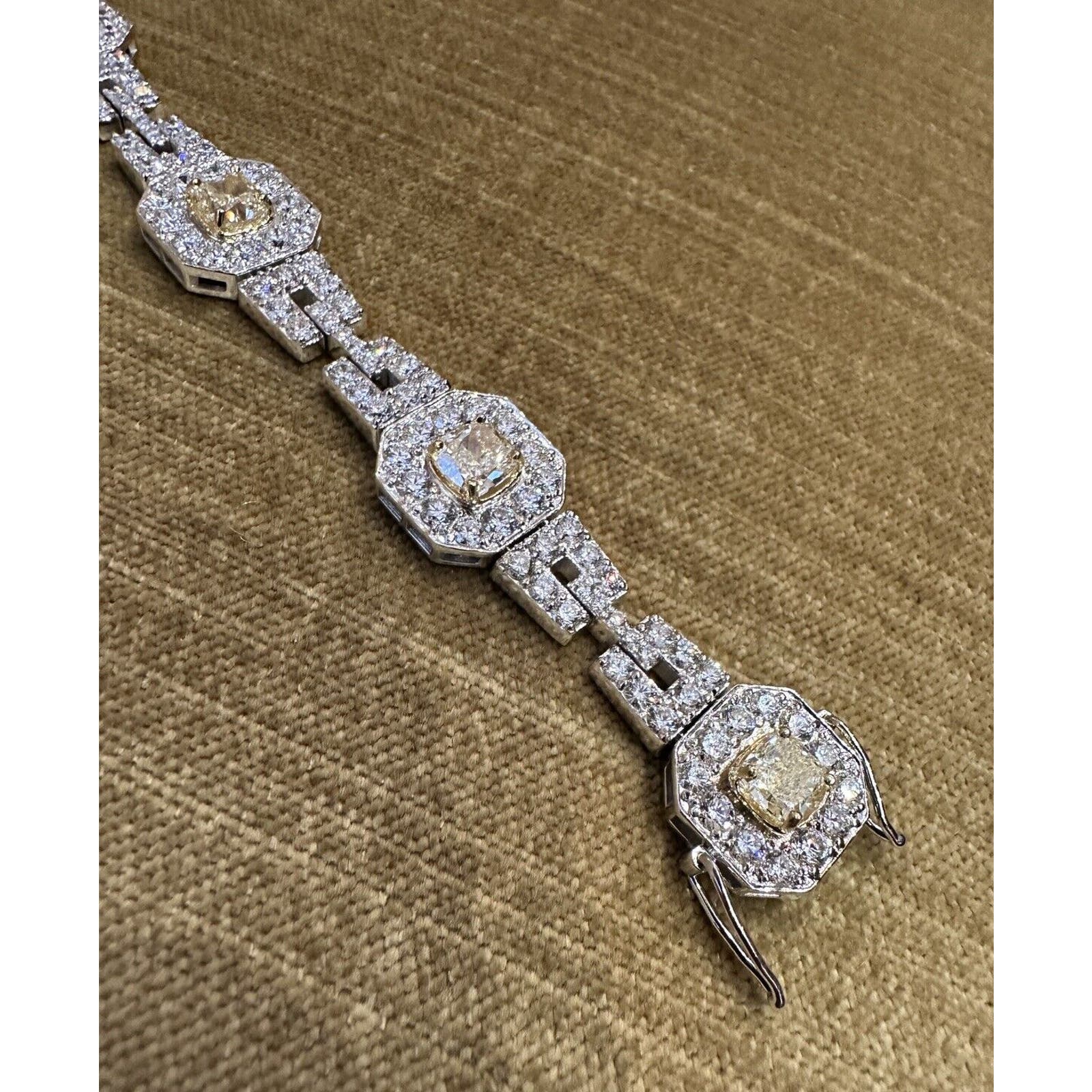 Natural Yellow and White Diamond Bracelet 15.86 cttw in 18k White Gold -HM2552SZ