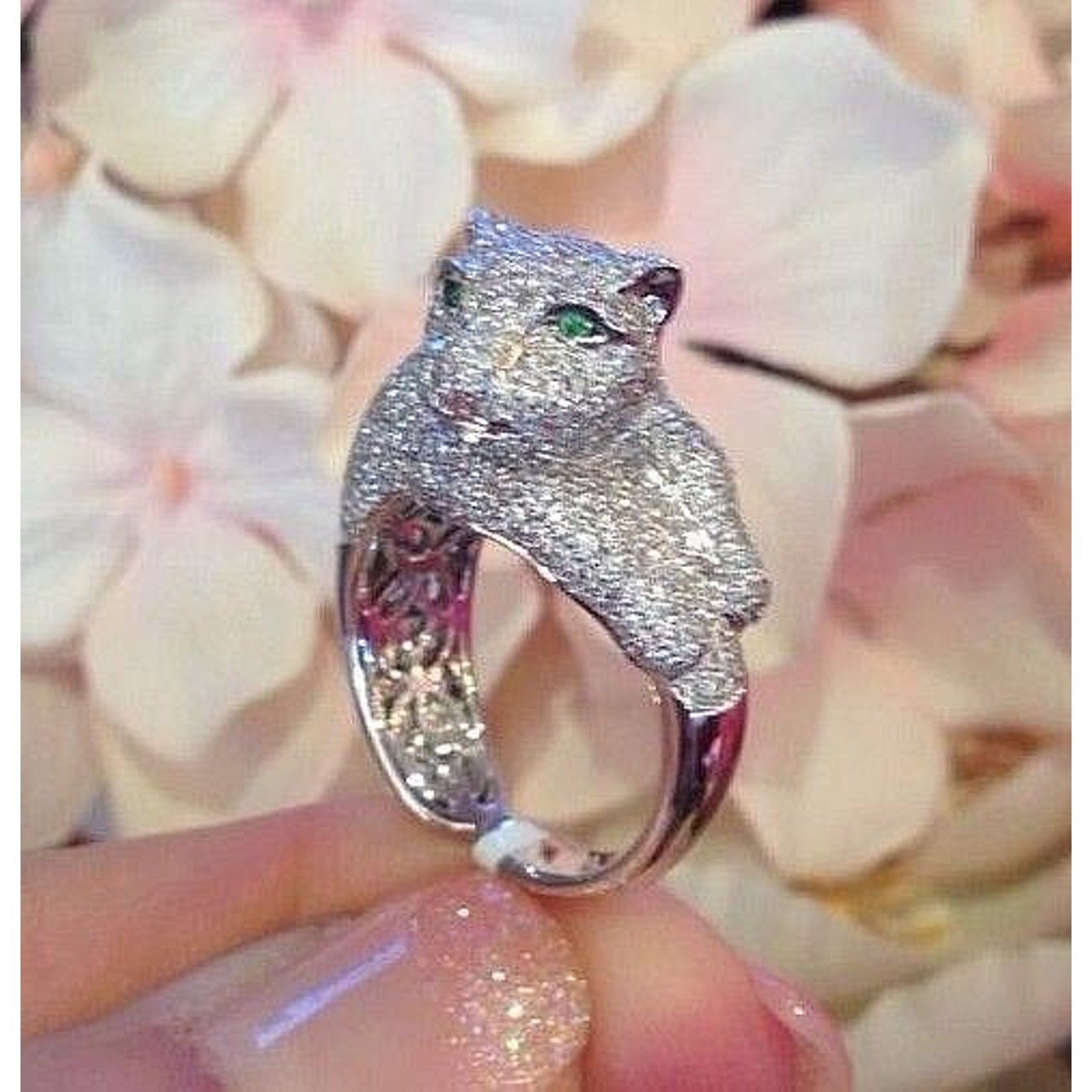 Pave Diamond Panther Ring 4.00 cttw in 18k White Gold - HM1285AI