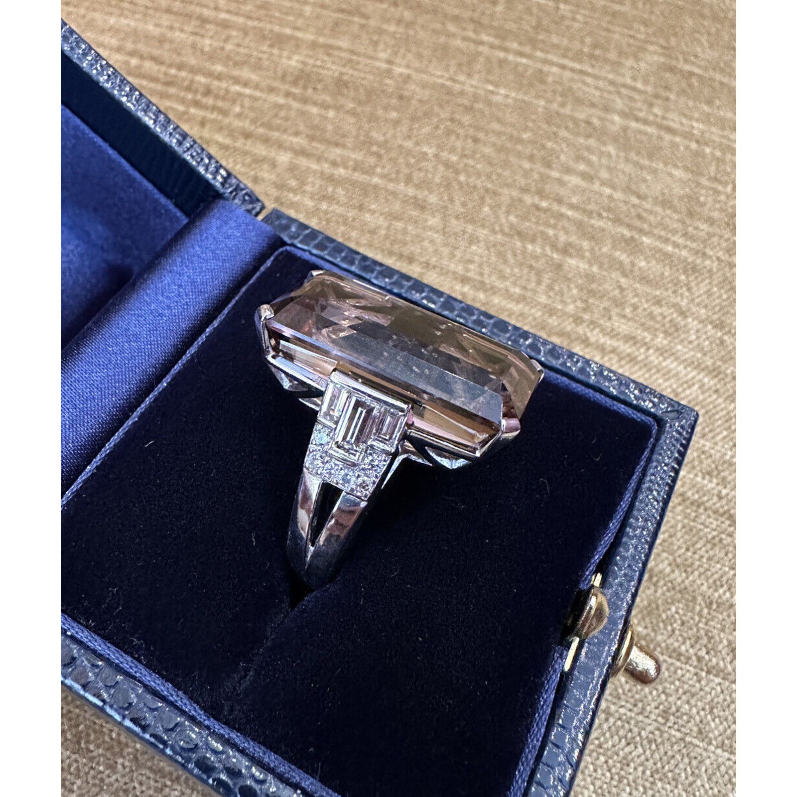 Large 26.97 carat Tourmaline and Diamond Ring in 18k White Gold - HM2415E