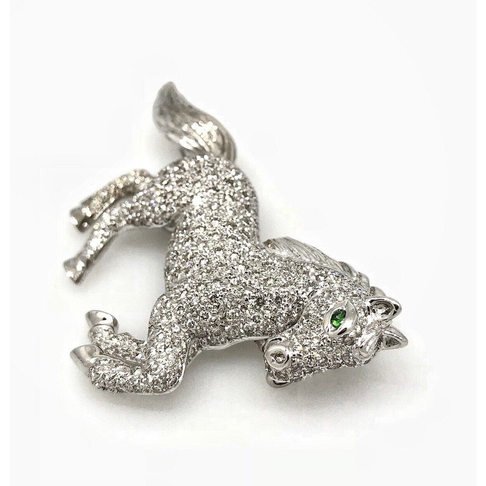 Diamond Pave Horse Pin/Pendant in 18k White Gold