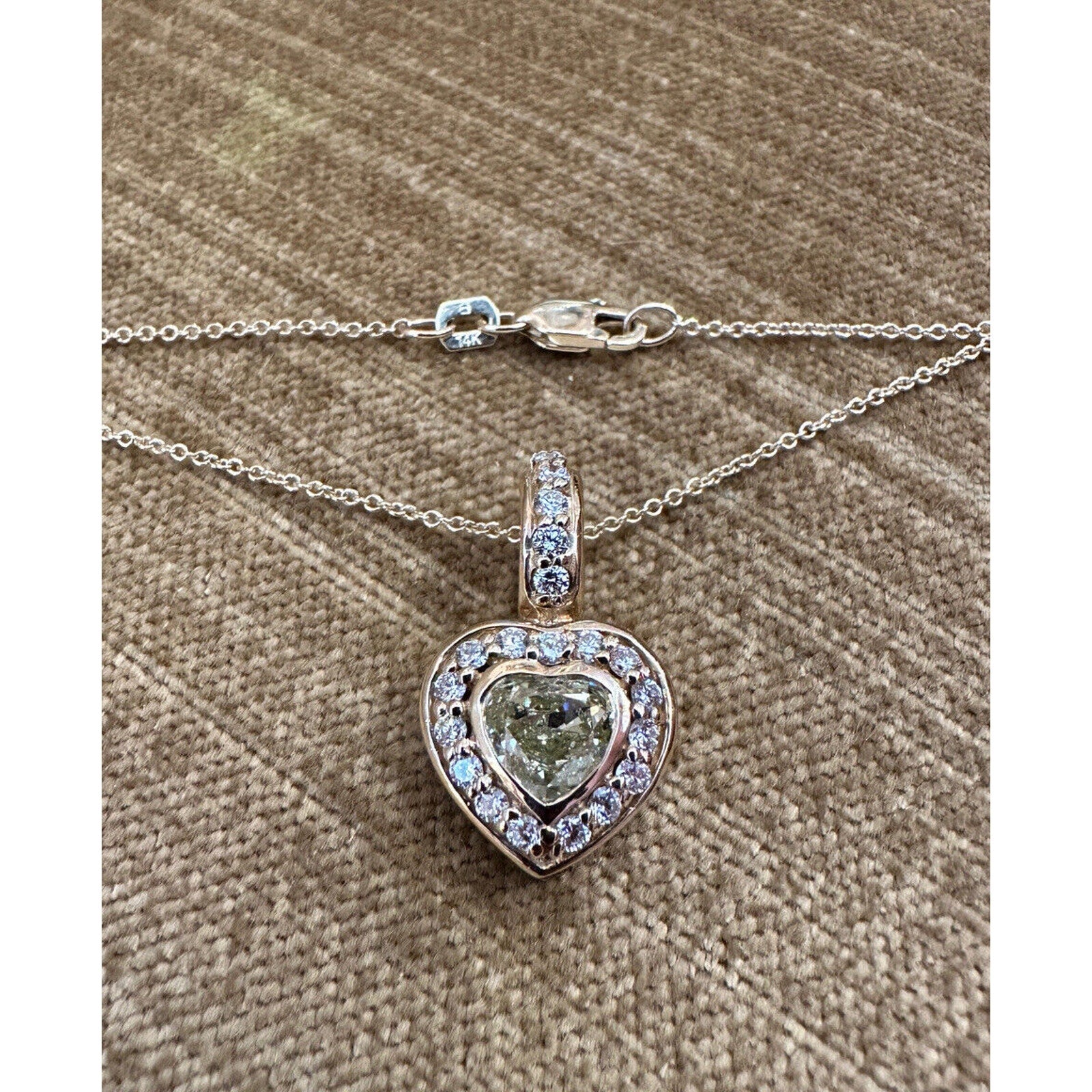 GIA 1.01 ct Fancy Yellow Heart w/ Diamond Necklace in 14k Yellow Gold