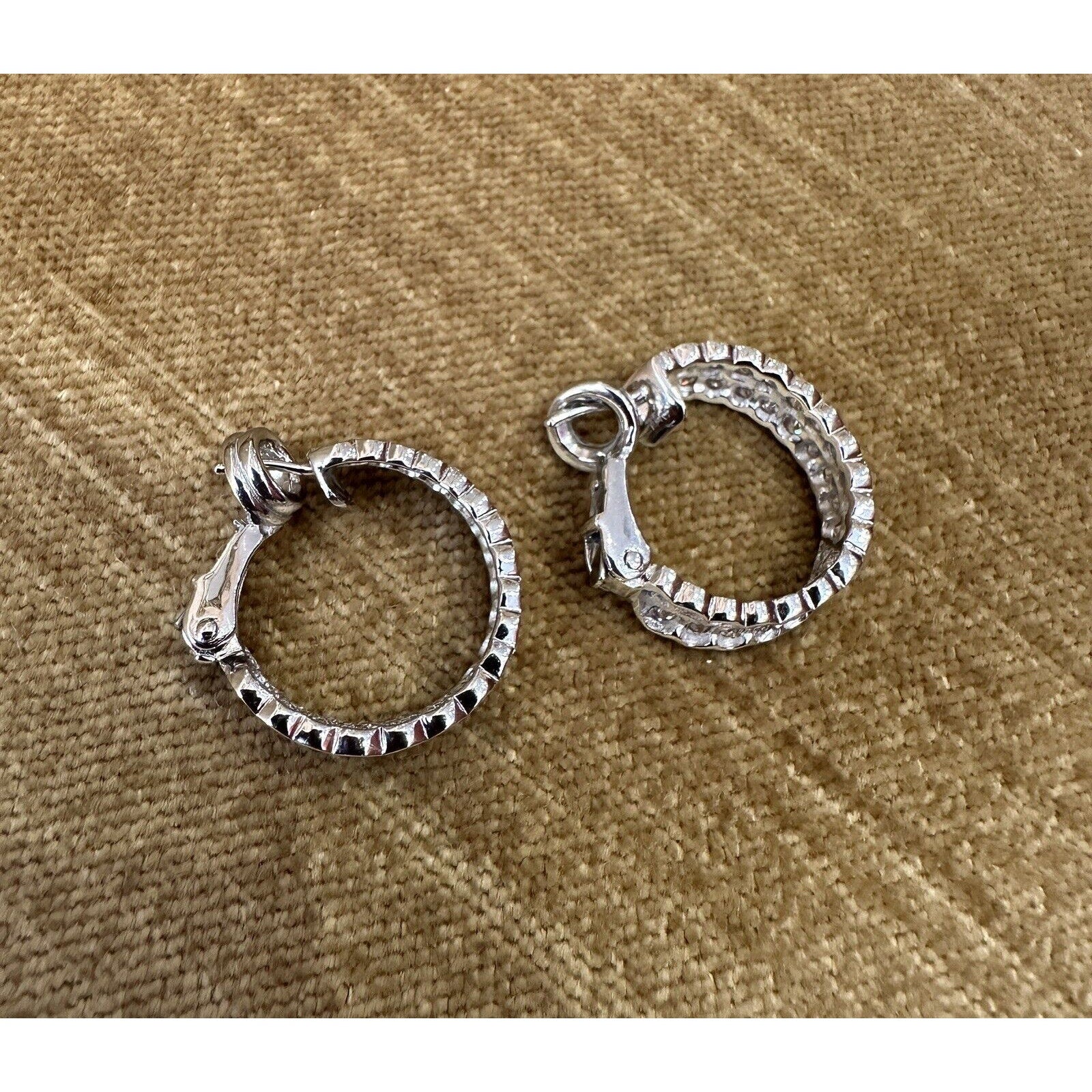 Two Row Diamond Hoop Earrings 2.00 cttw in 18k White Gold