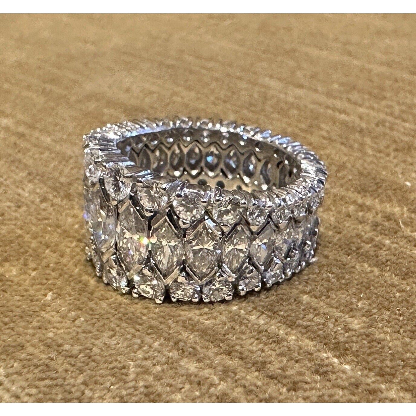 Graduated Marquise & Round Diamond Band Ring in Platinum