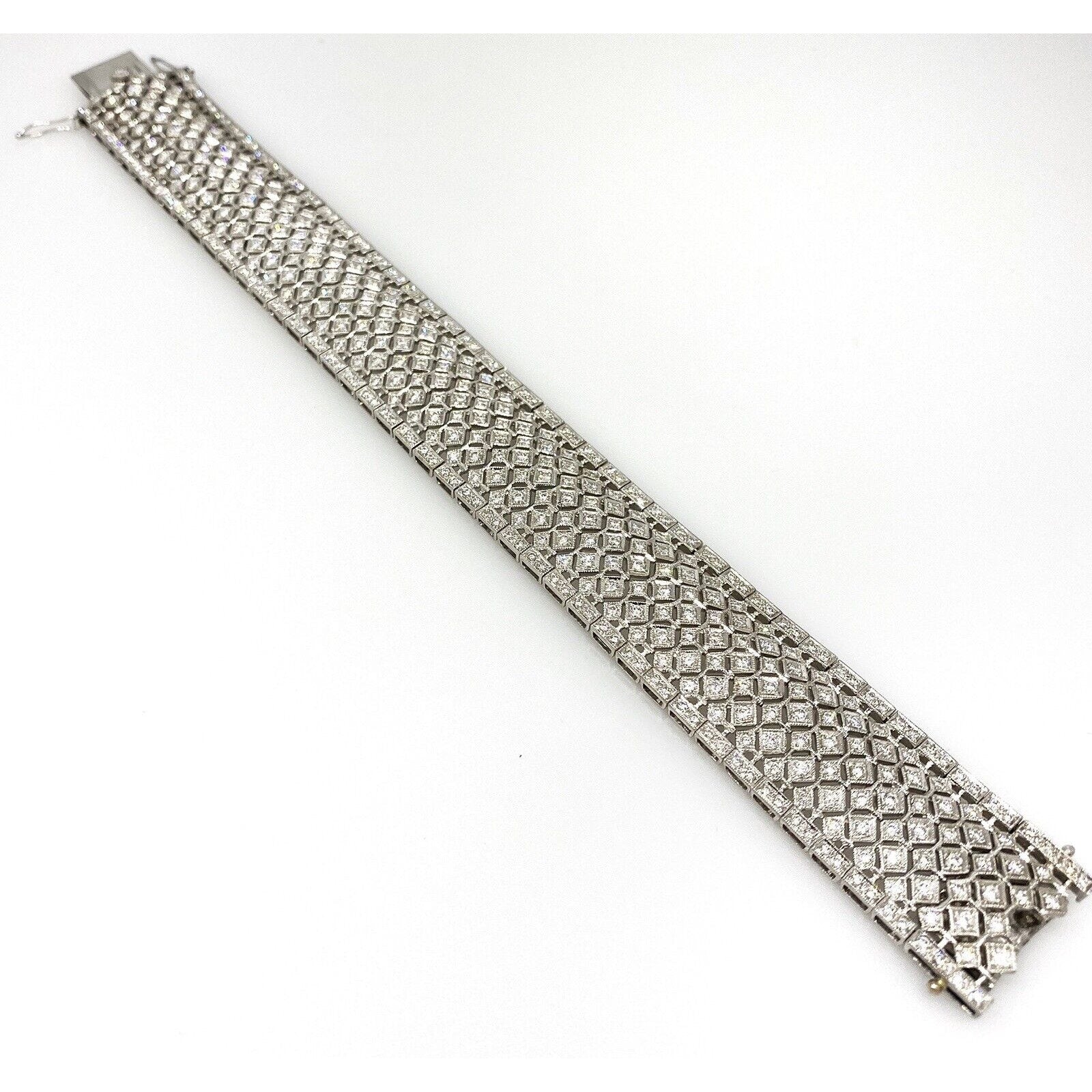 Diamond Wide Filigree Bracelet with 7.00cttw in Platinum - HM2063