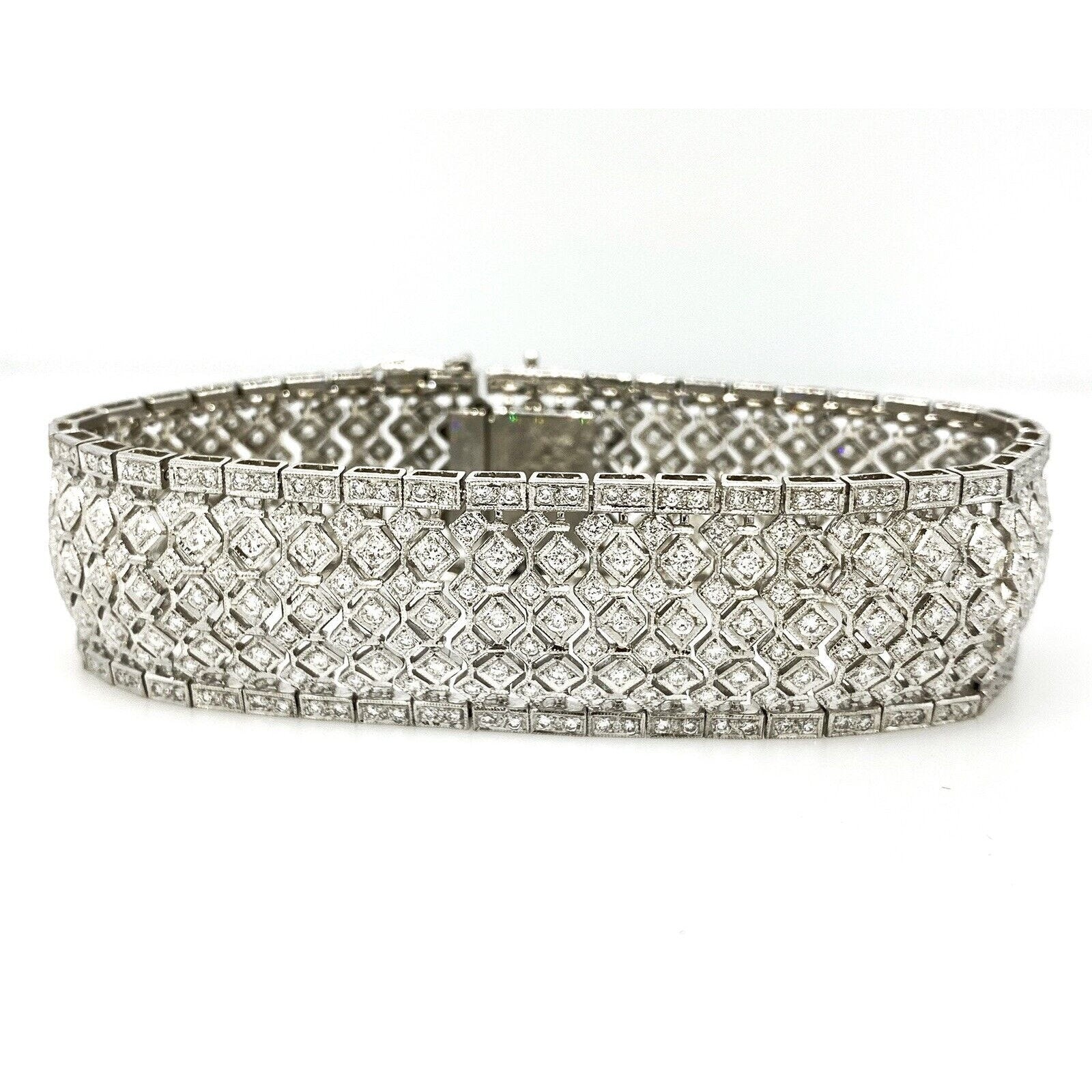 Diamond Wide Filigree Bracelet with 7.00cttw in Platinum - HM2063