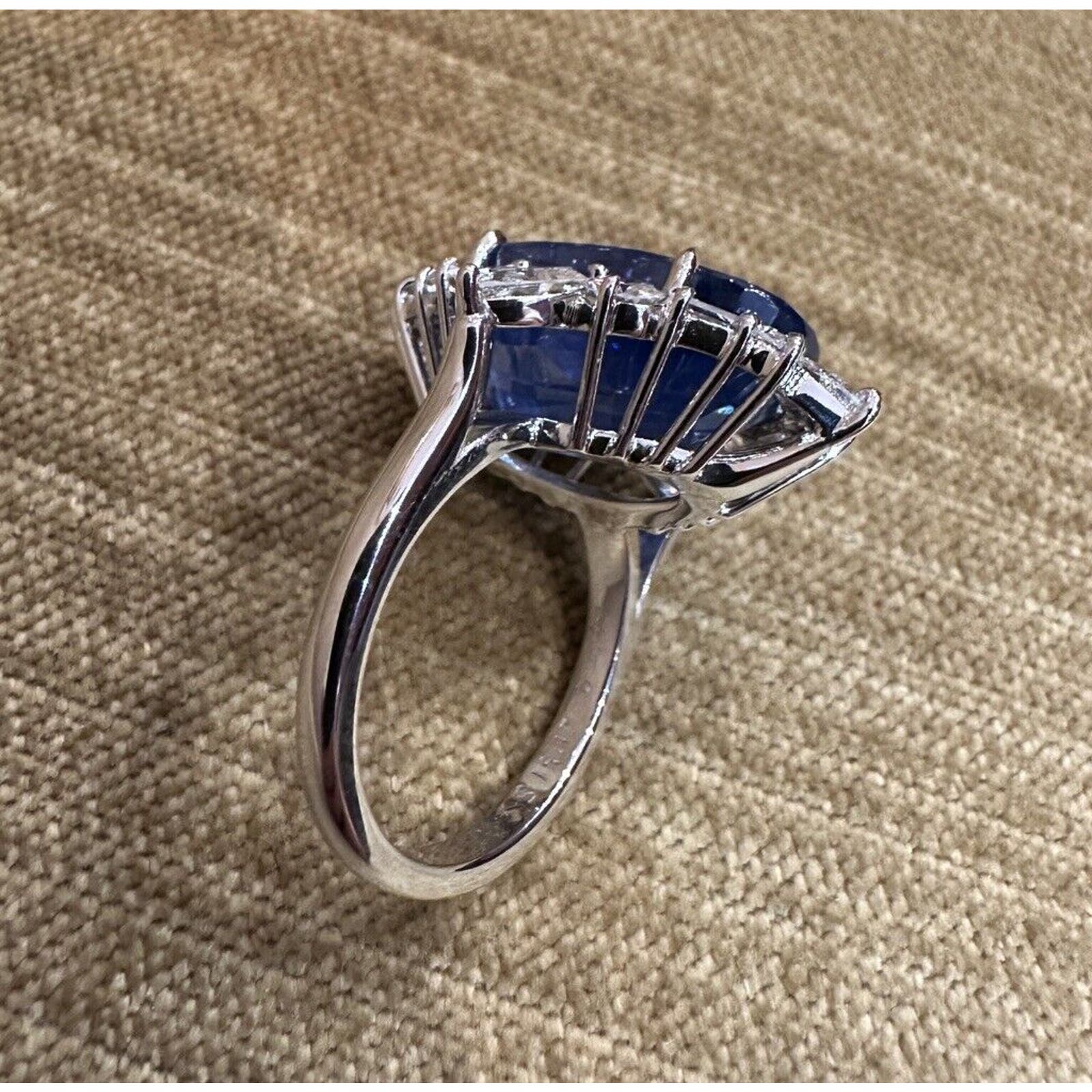 GRS Certified 19.17 ct Ceylon Sapphire 18k&16k White Gold Diamond Ring -HM2457SZ
