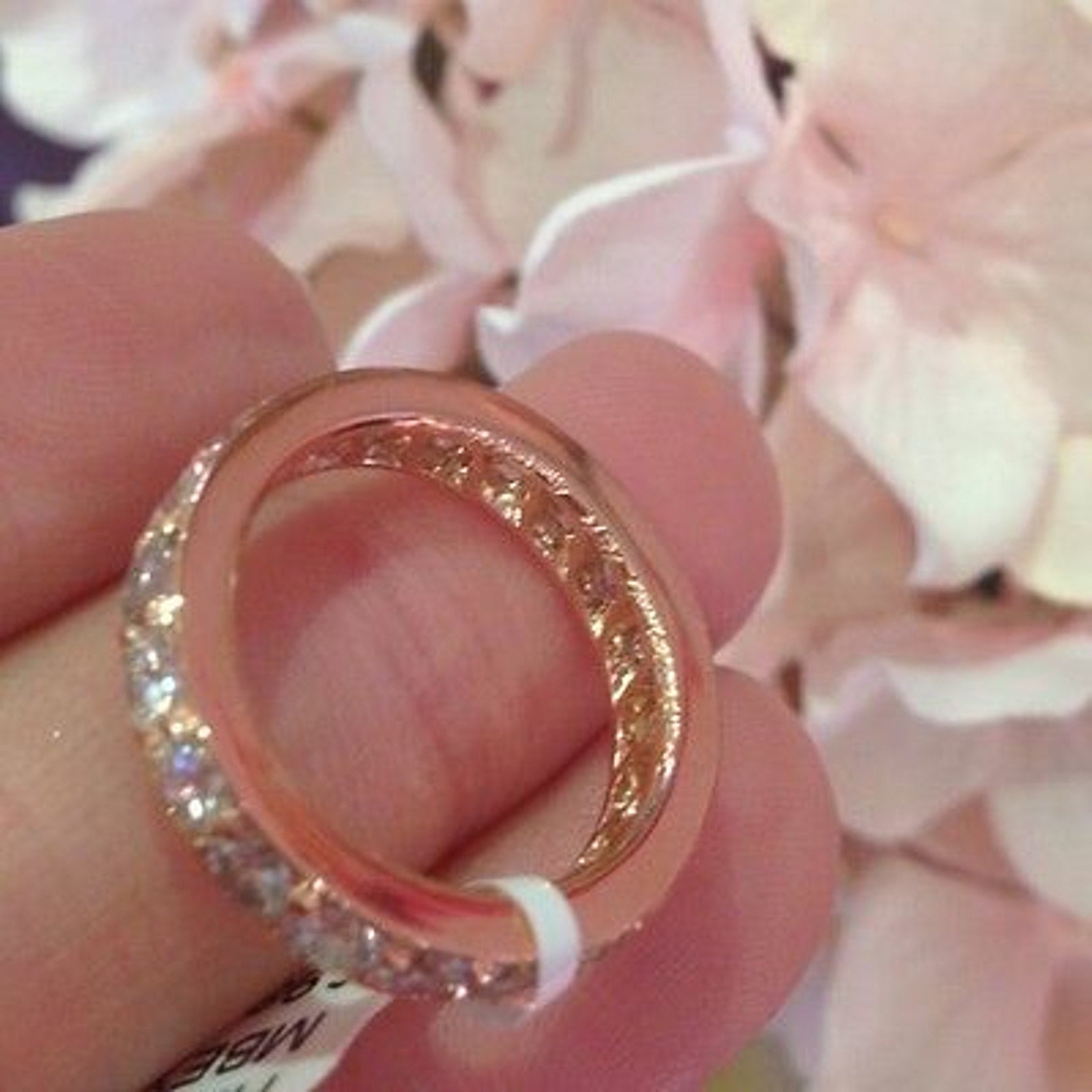 3.19 carat Eternity Band Round Diamond Ring 18K Rose Gold Size 6