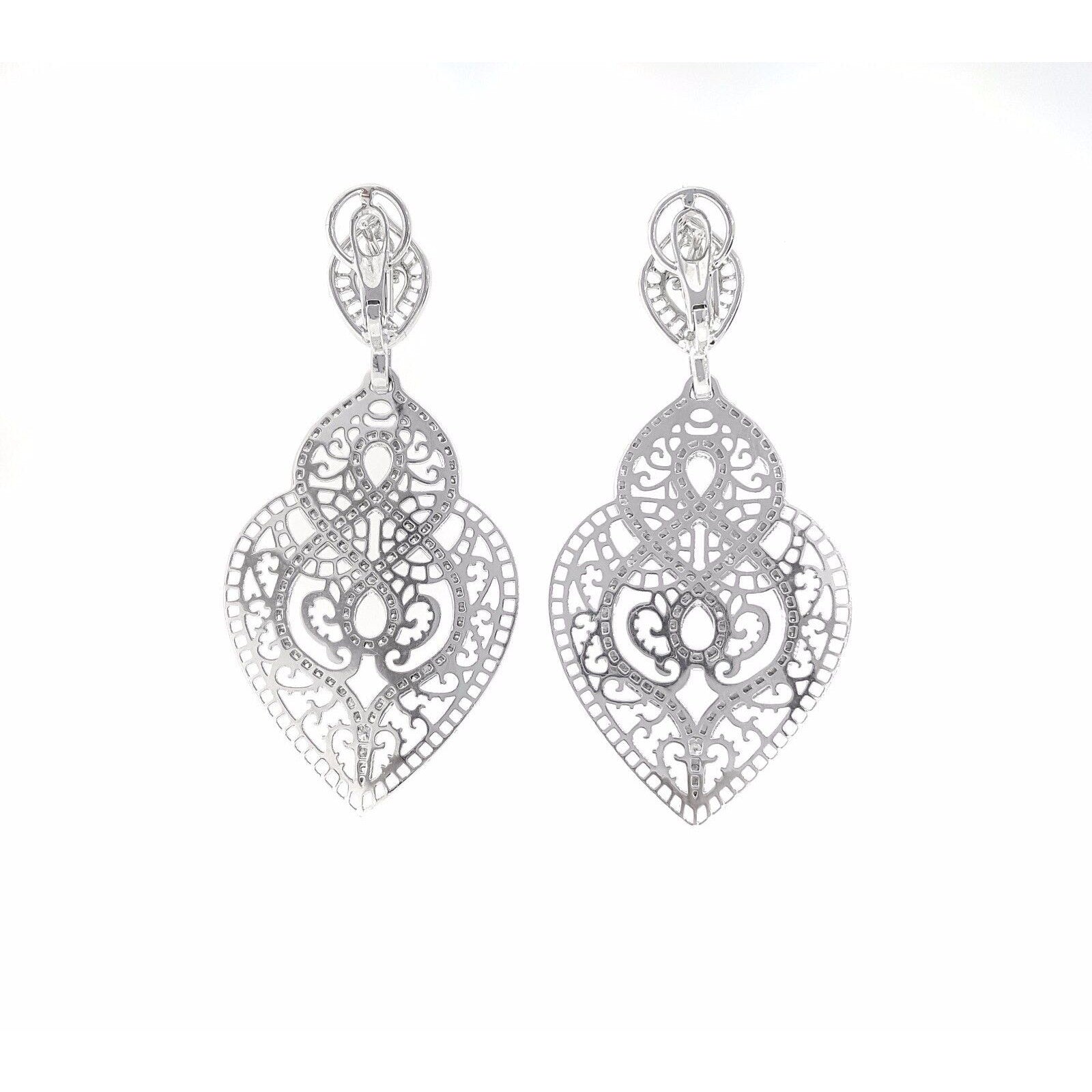 2.27 carat Diamond Lace Heart Cut-out Earrings by Crivelli 18k White Gold