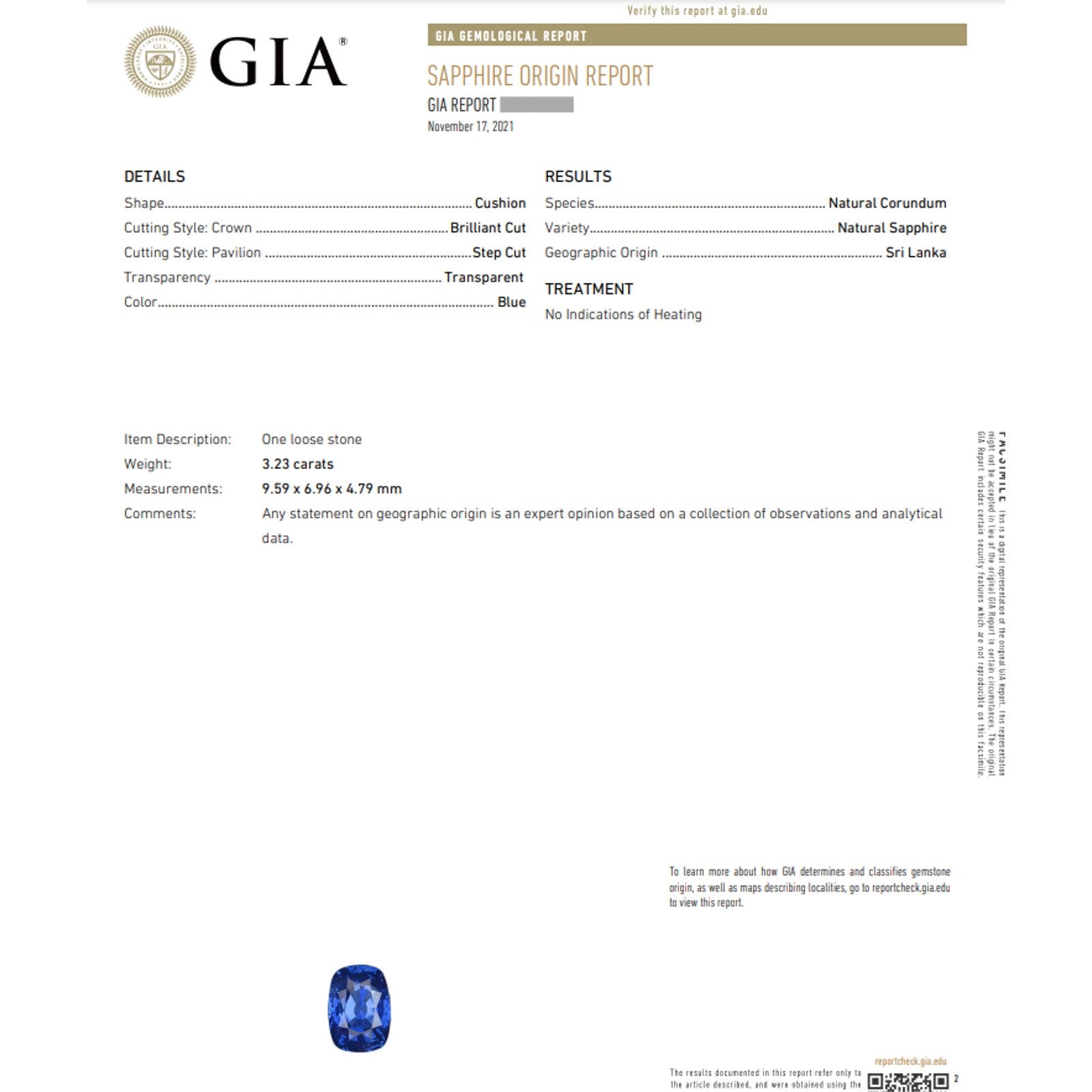 GIA Natural No Heat Oval Sapphire 3.23 ct in Platinum Diamond Ring - HM2369ZI