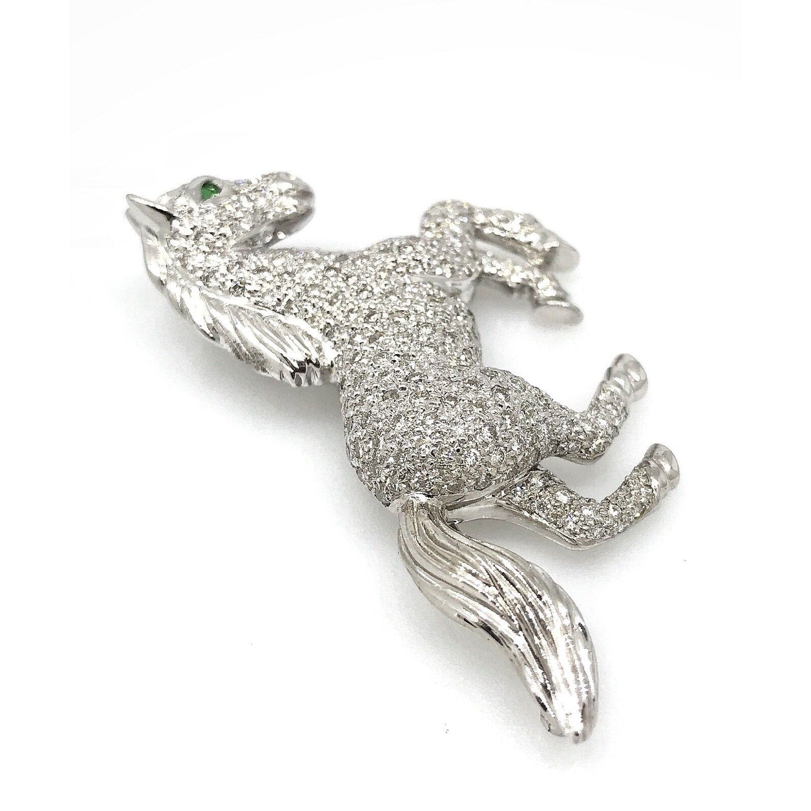 Diamond Pave Horse Pin/Pendant in 18k White Gold