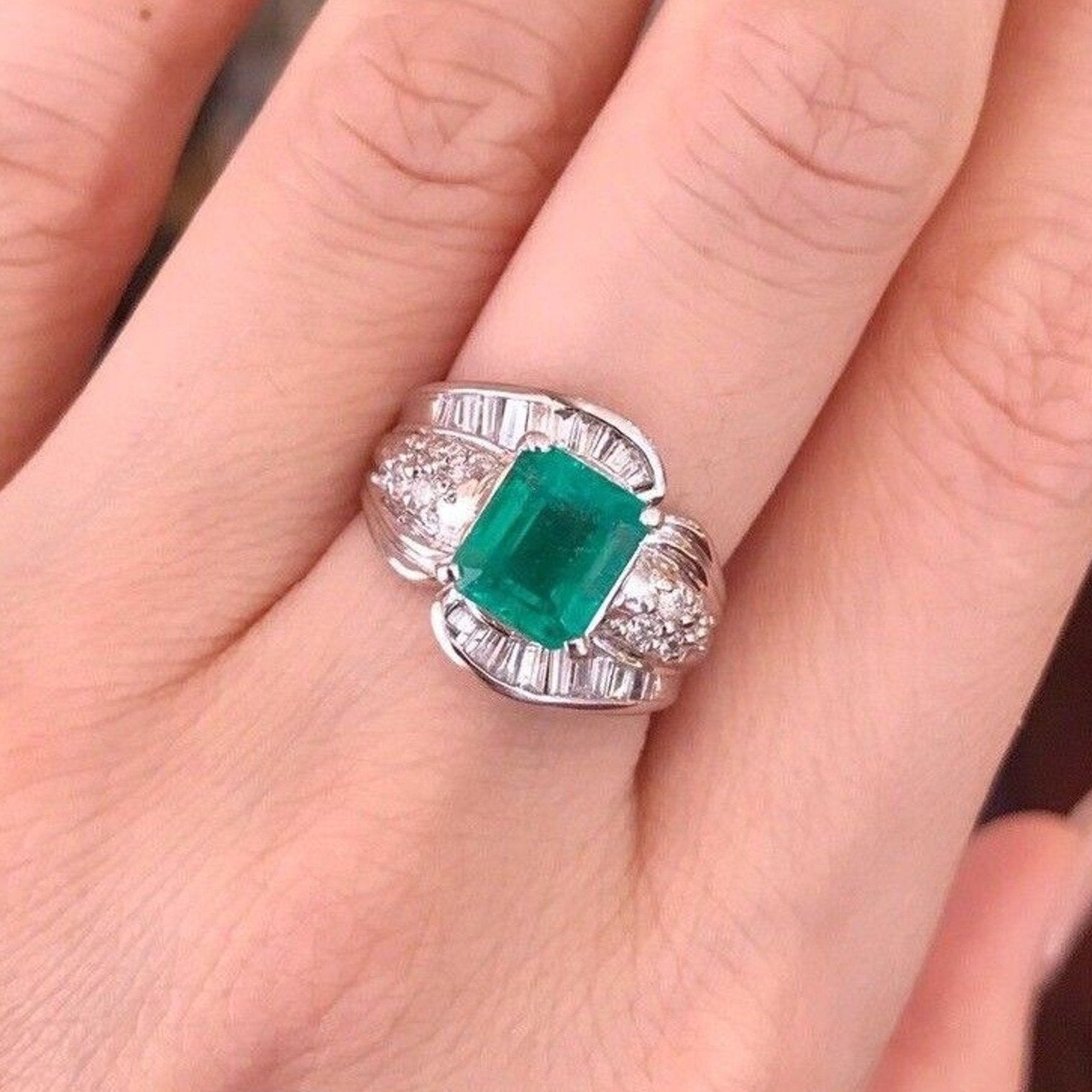 GIA Certified 2.52 ct Colombian Emerald and Diamond Ring in Platinum