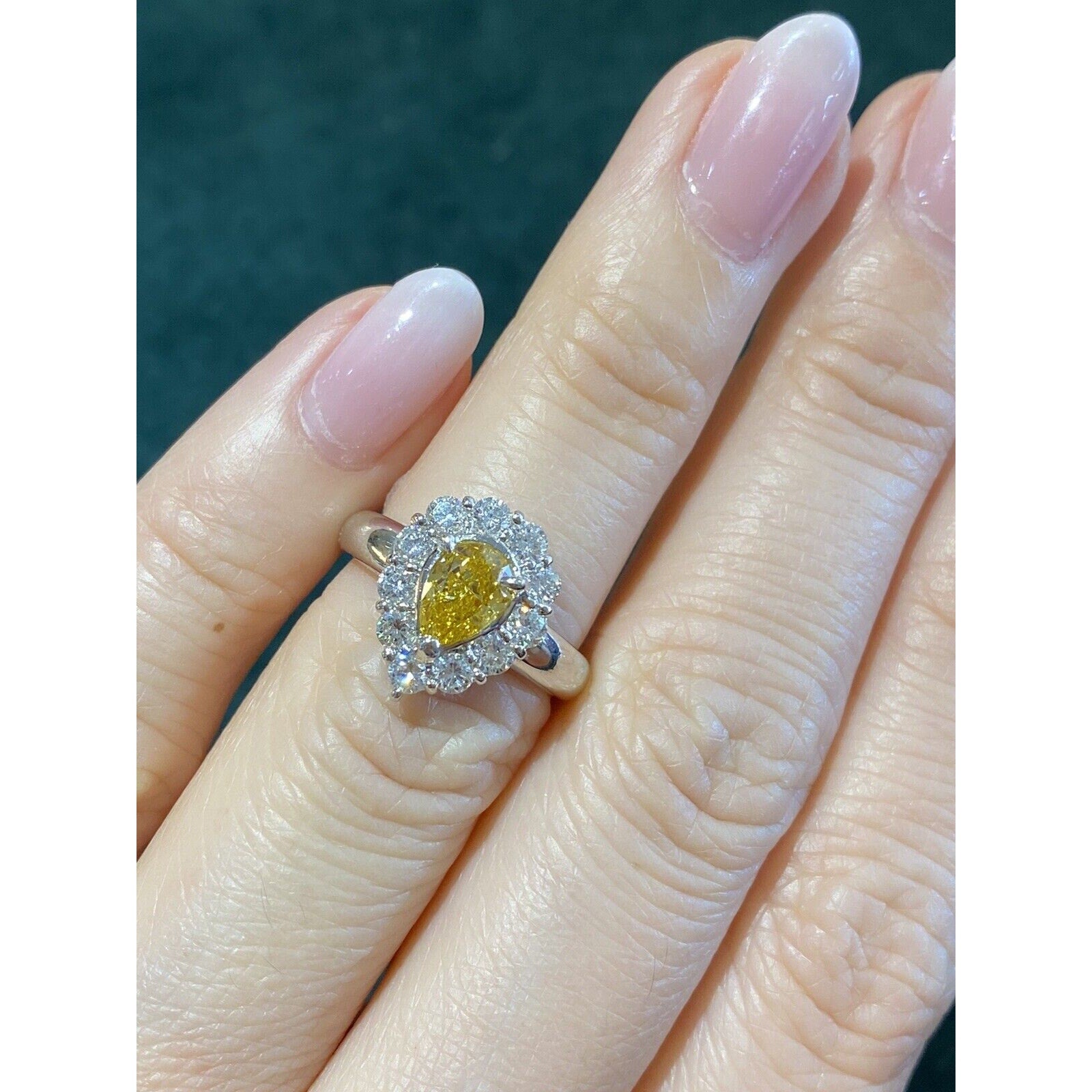 Pear Shape GIA Fancy Intense Orange-Yellow Diamond Ring in Platinum