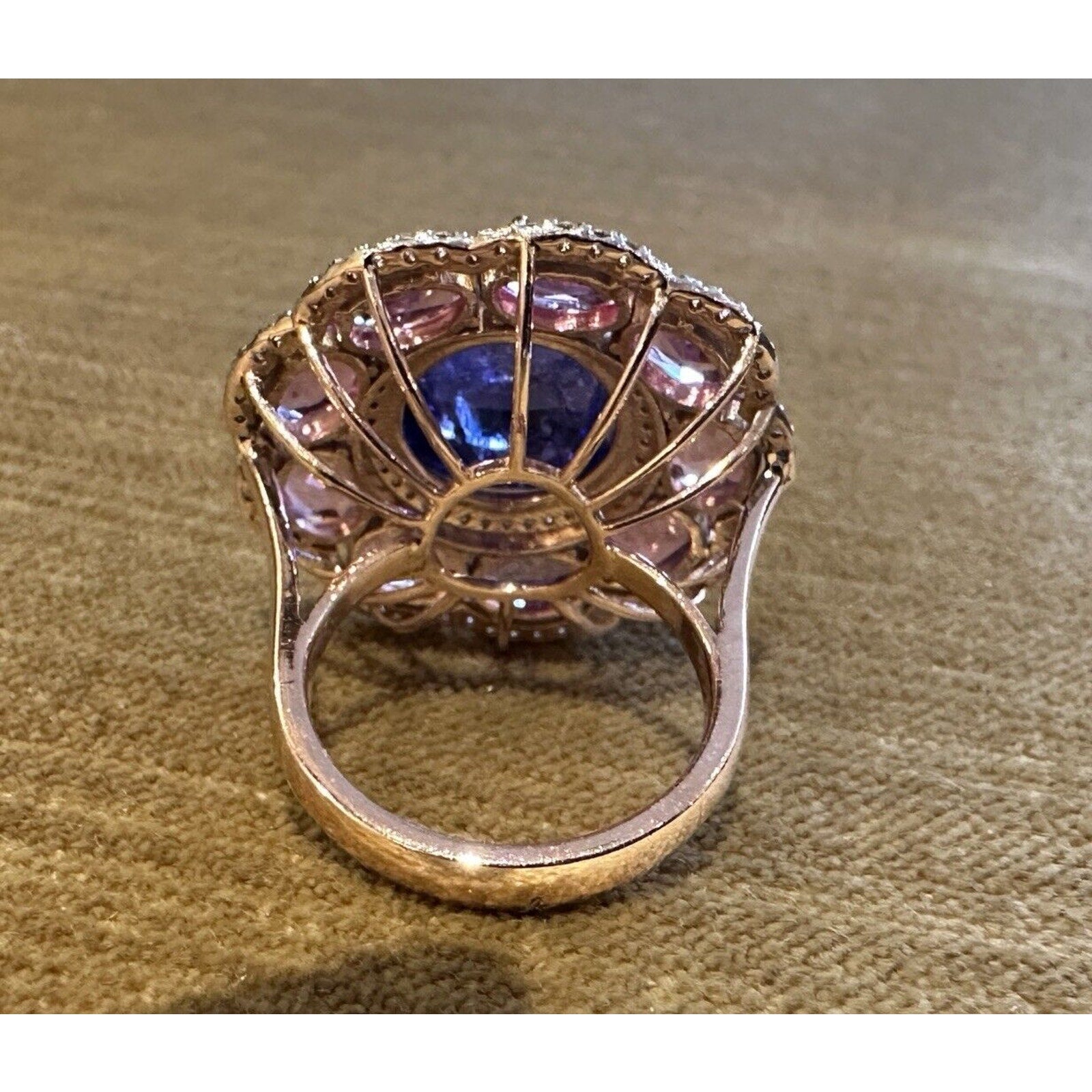 Tanzanite, Pink Sapphire & Diamond Cocktail Ring in 14k Rose Gold