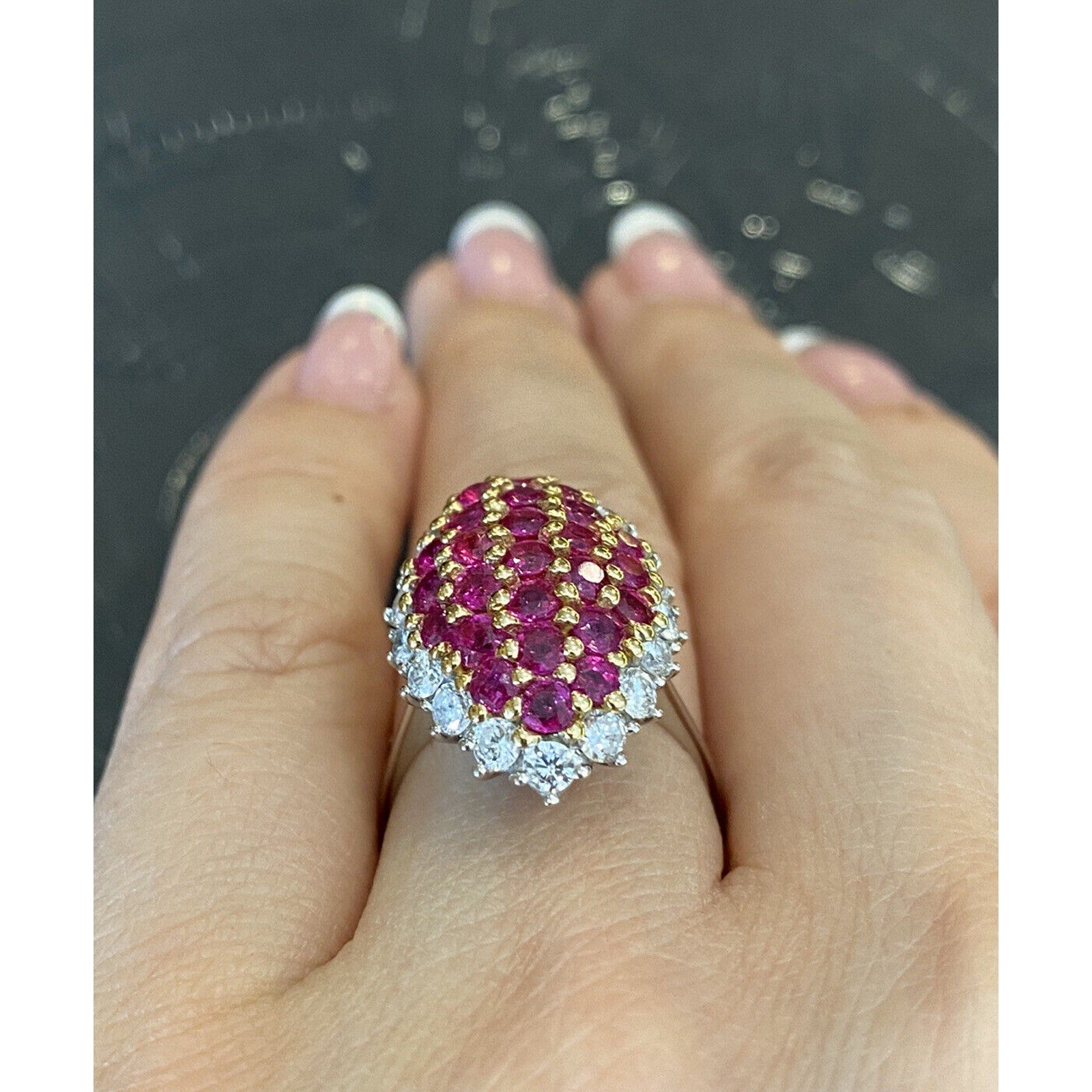 Estate Ruby and Diamond Ring in 18k White Gold and 18k Yellow Gold