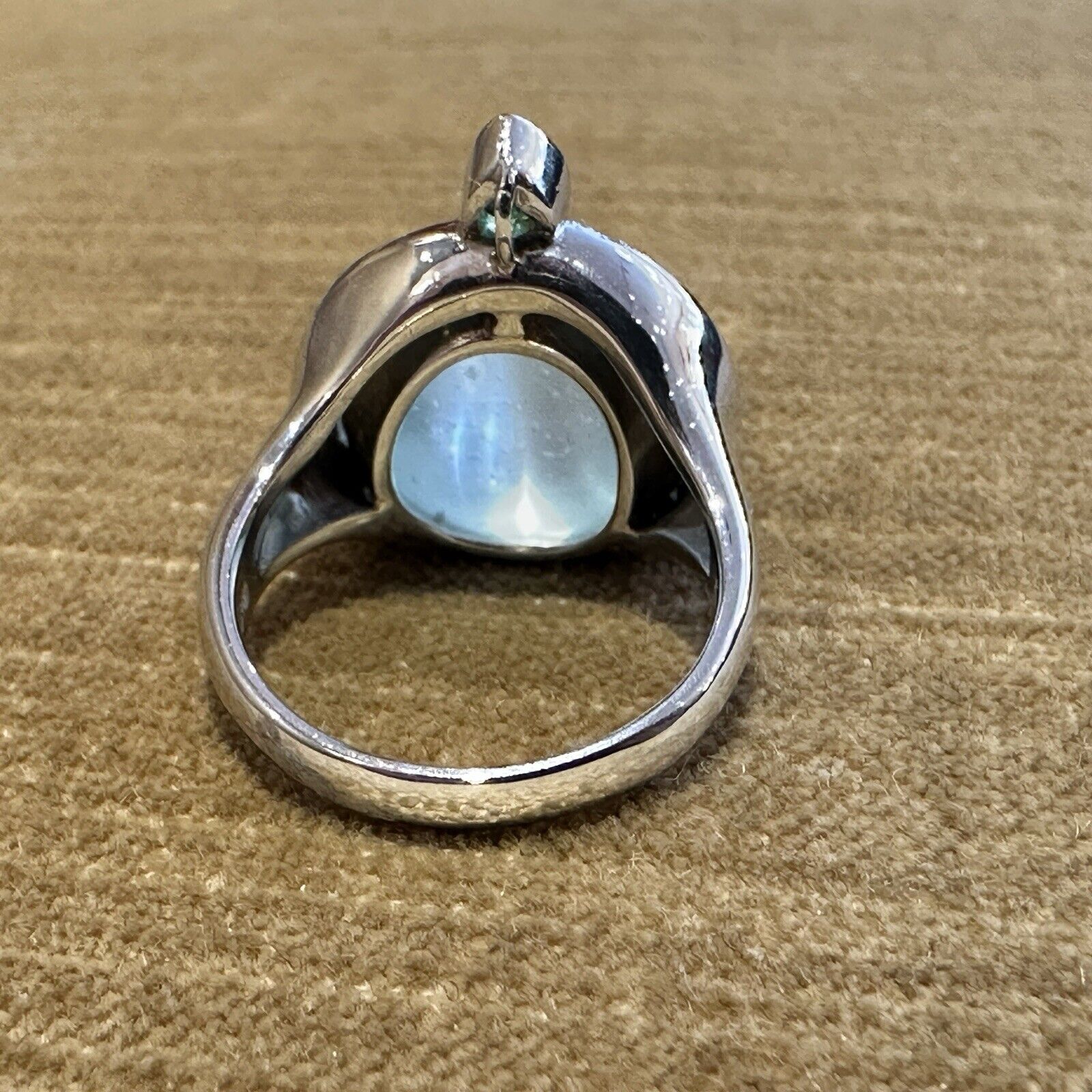 GIA Cat's Eye Aquamarine and Diamond Ring in Platinum