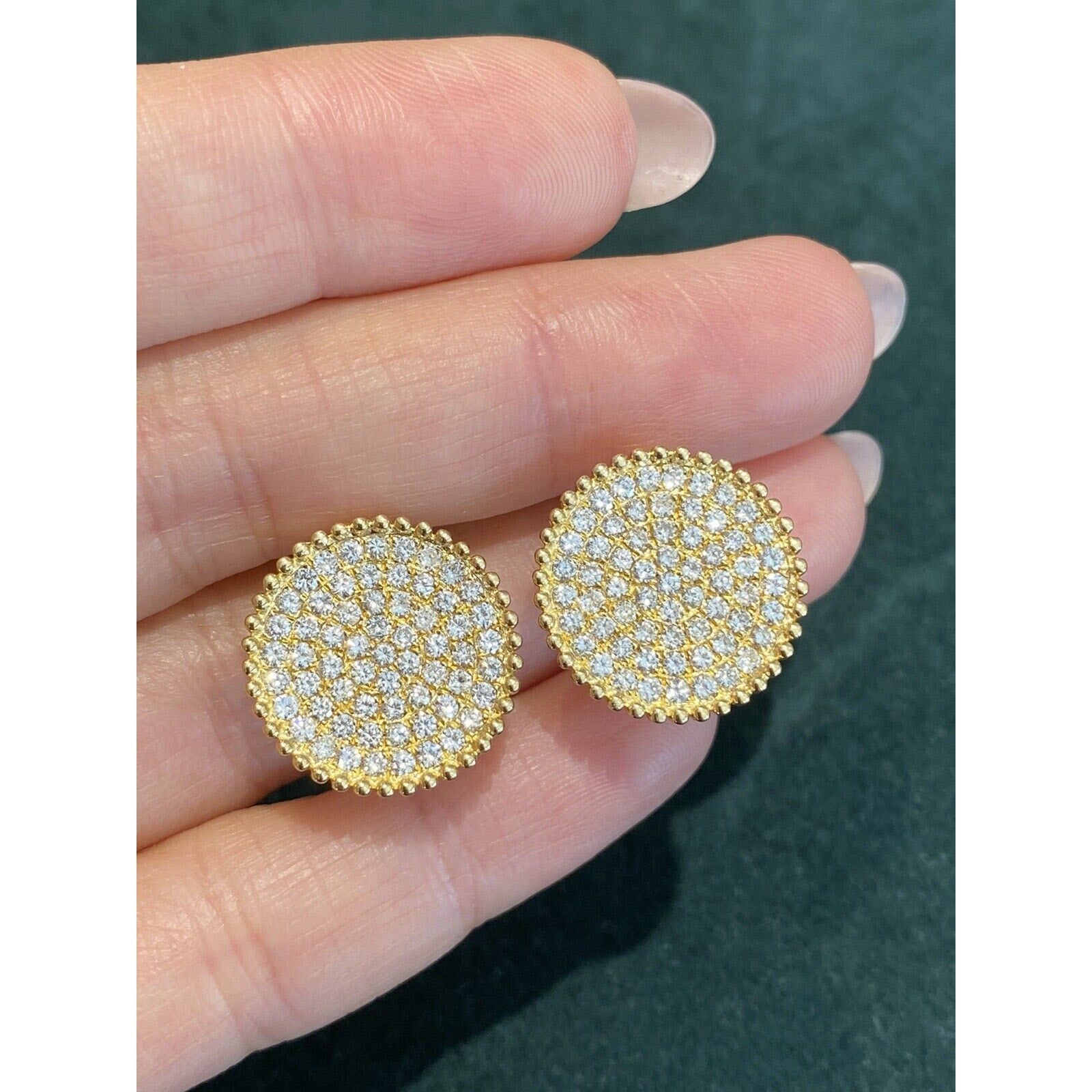 Odelia Cluster Diamond Circle Button Earrings in 18k Yellow Gold
