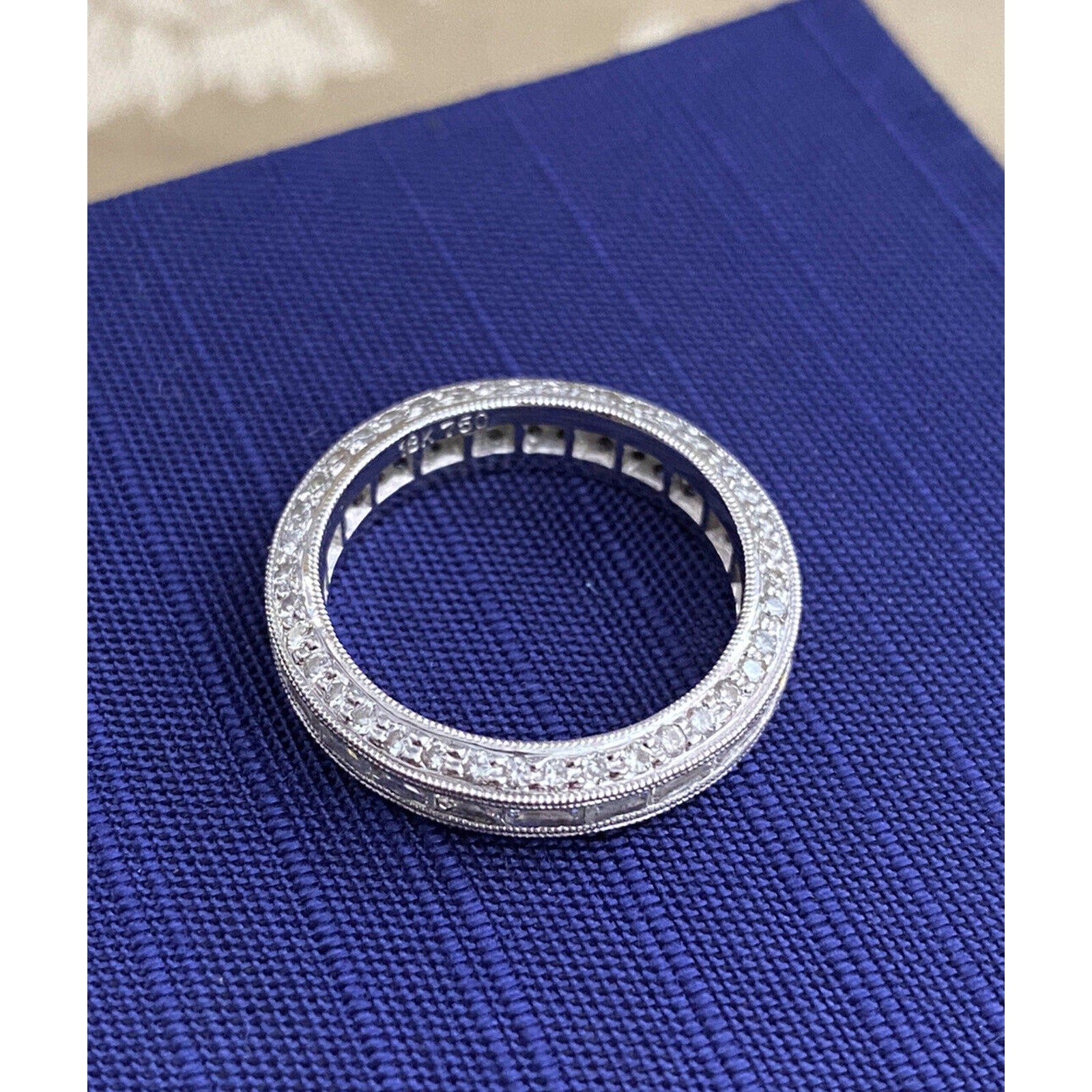 Diamond Eternity Band with Baguettes and Rounds 1.79 carat total weight Size 6 in 18k White Gold