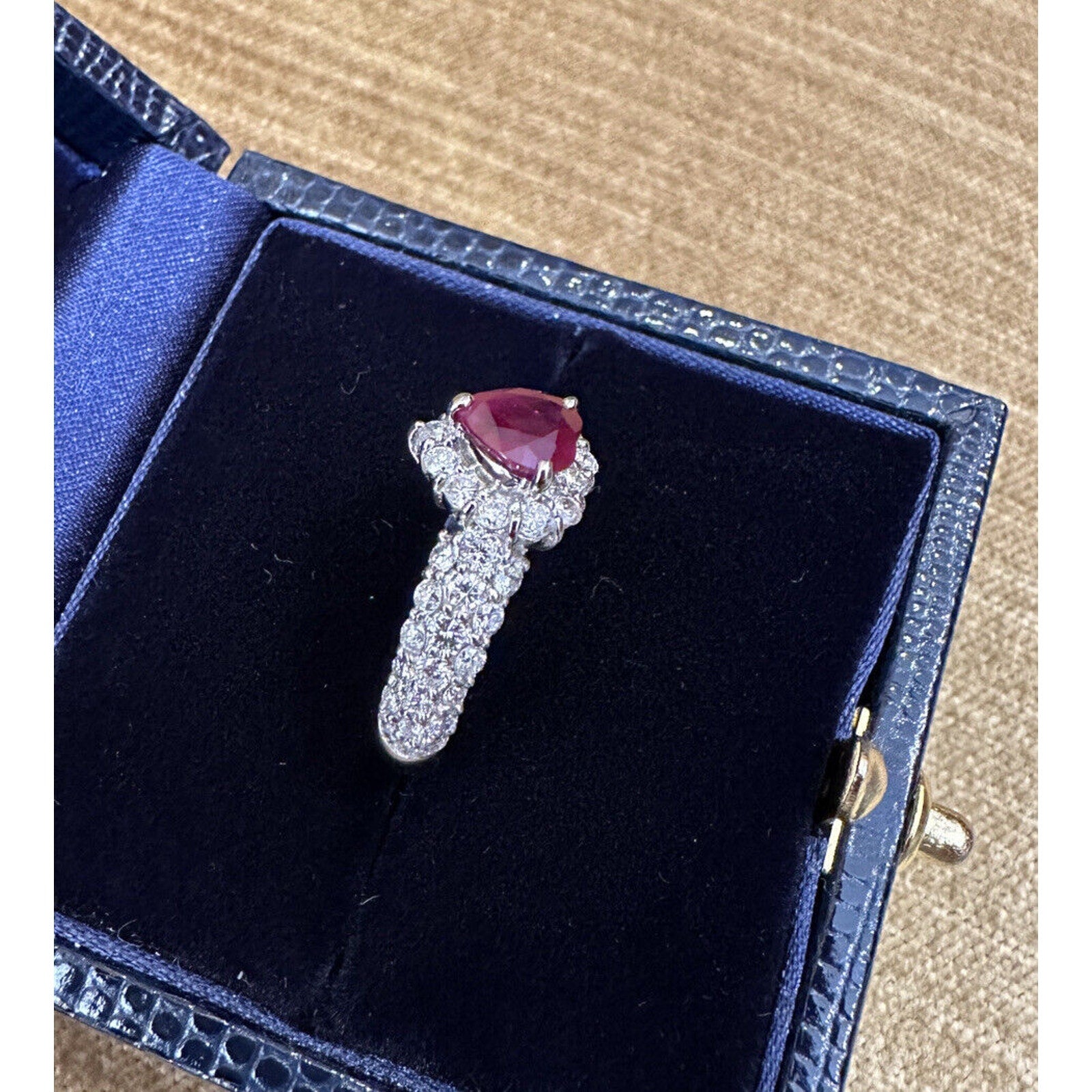 1.12 carat Heart Shaped Ruby & Diamond Ring in Platinum