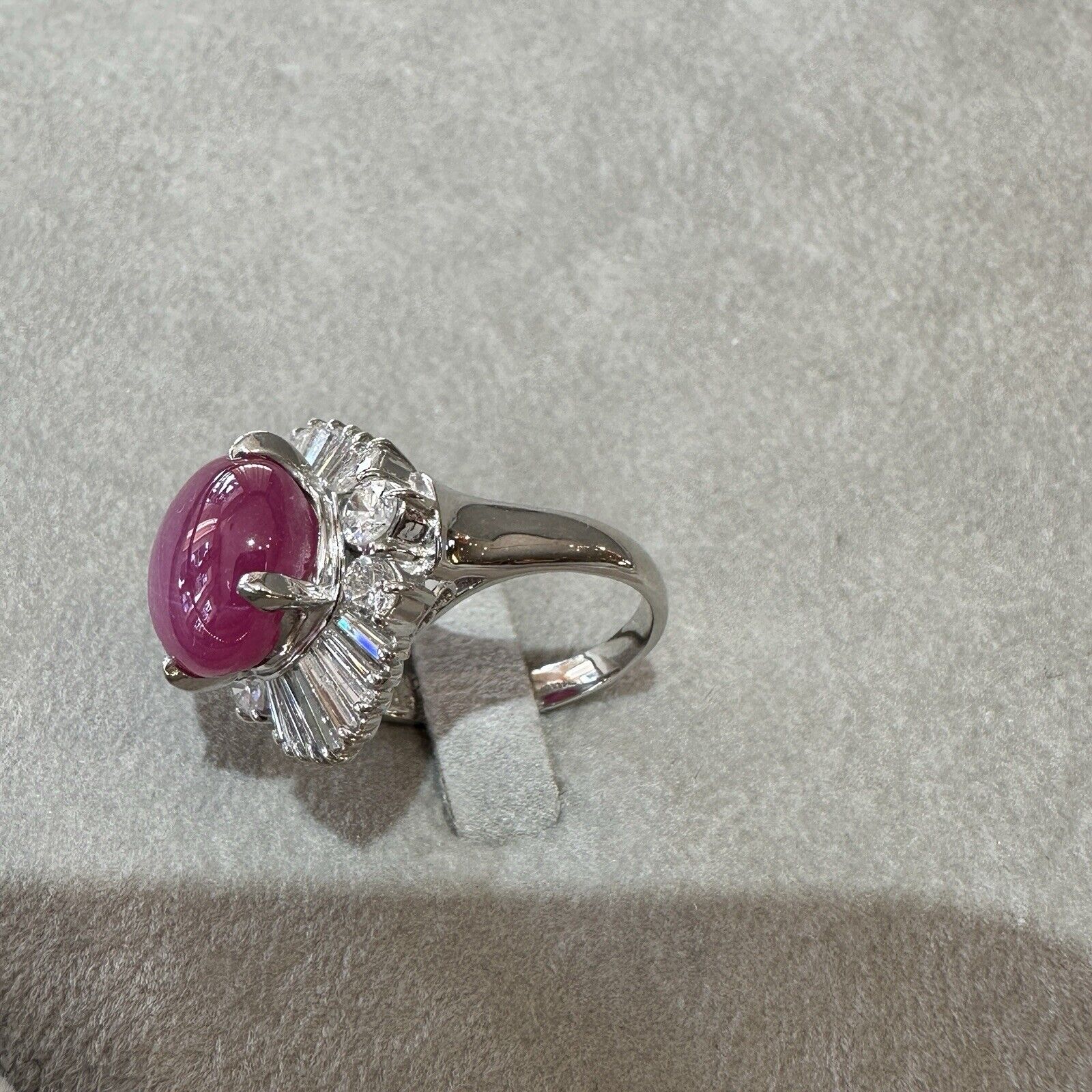 Star Ruby 8.90 ct and Diamond Ballerina Ring in Platinum