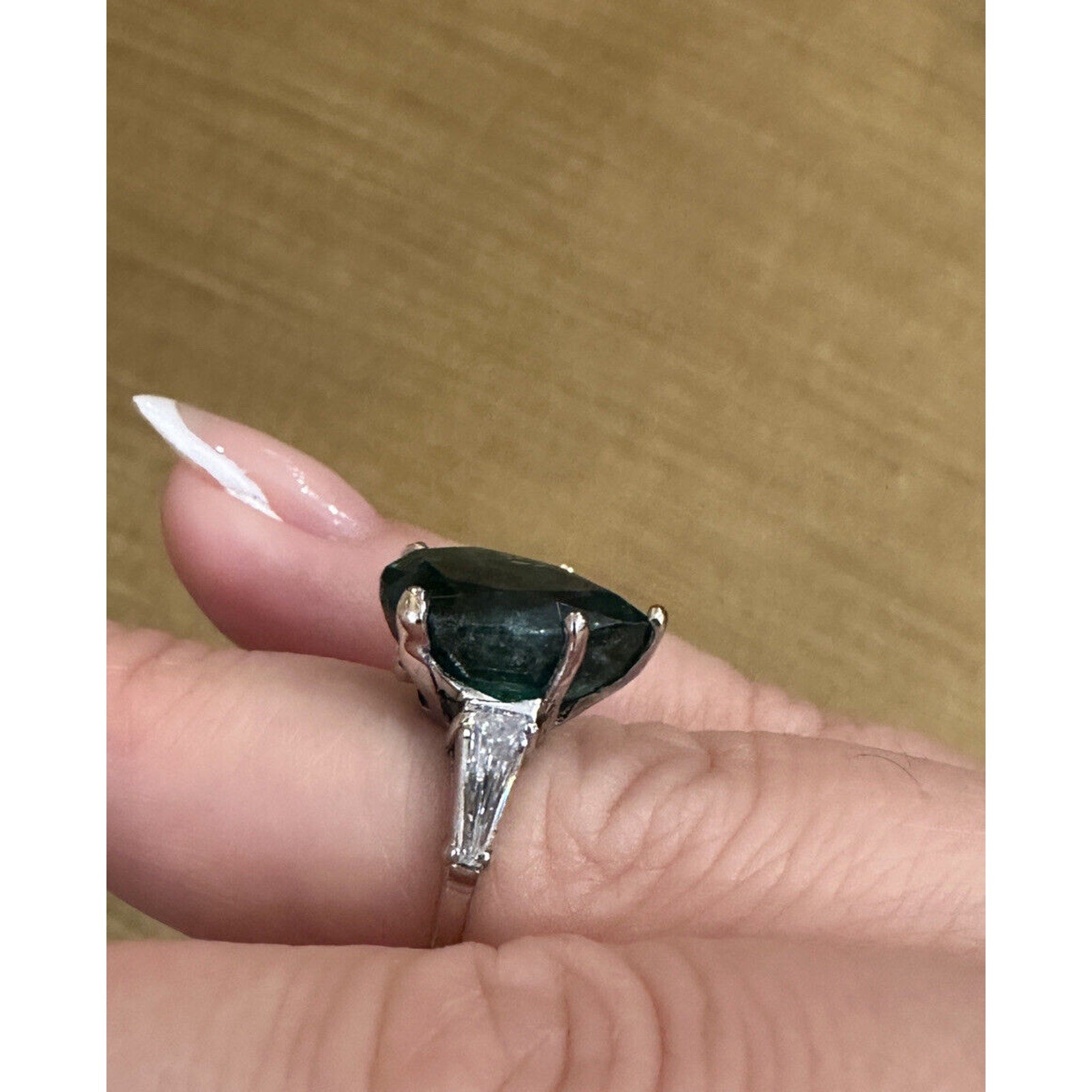 GIA Certified Pear Emerald 5.96 ct and Diamond Ring in Platinum - HM2484SE