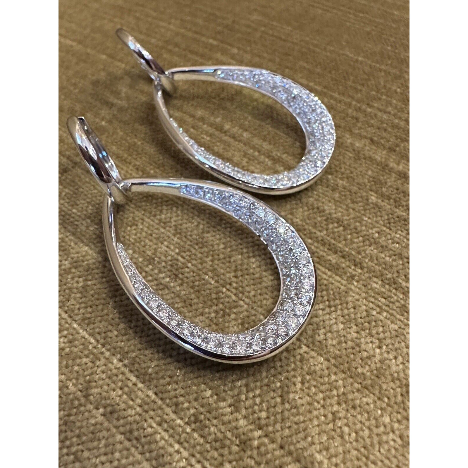 Large Open Hoop Pave Diamond Earrings 3.05 cttw in 18k White Gold--HM2414AS