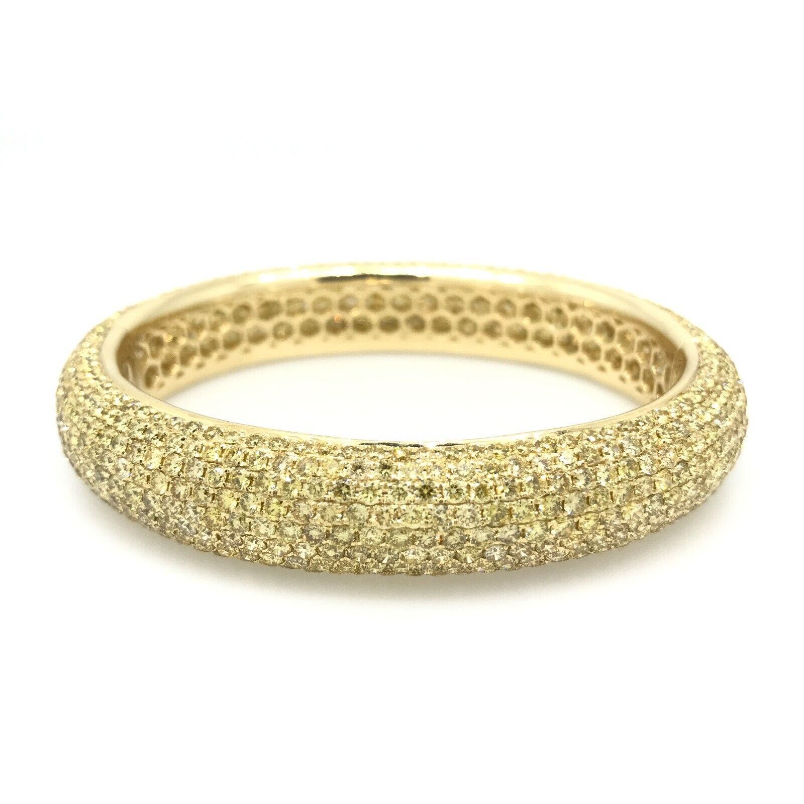Wide Yellow Diamond Pave Eternity Bracelet 24.36 cttw in 18k Yellow Gold-HM1850A